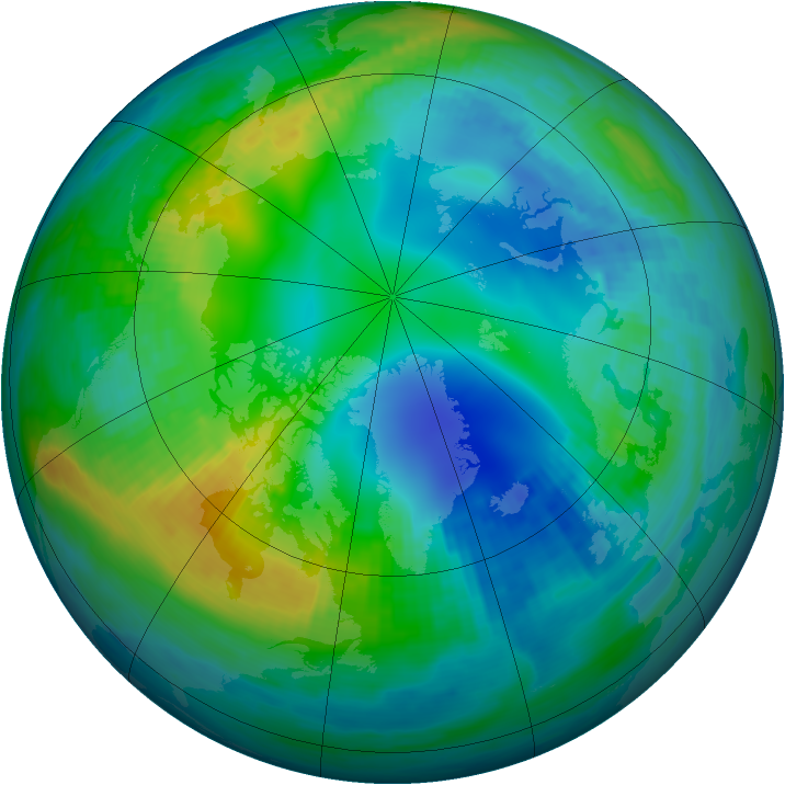 Arctic ozone map for 11 November 1985